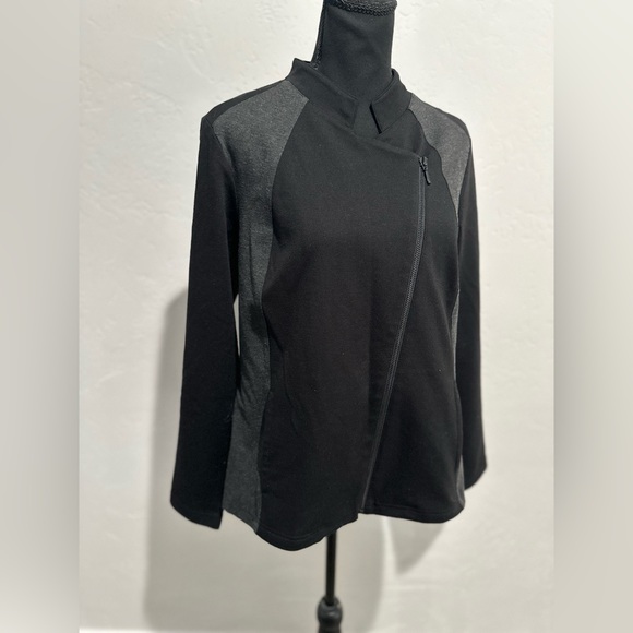 Weekends by chicos women’s sweater zip up black and gray size 1 md - Picture 5 of 8